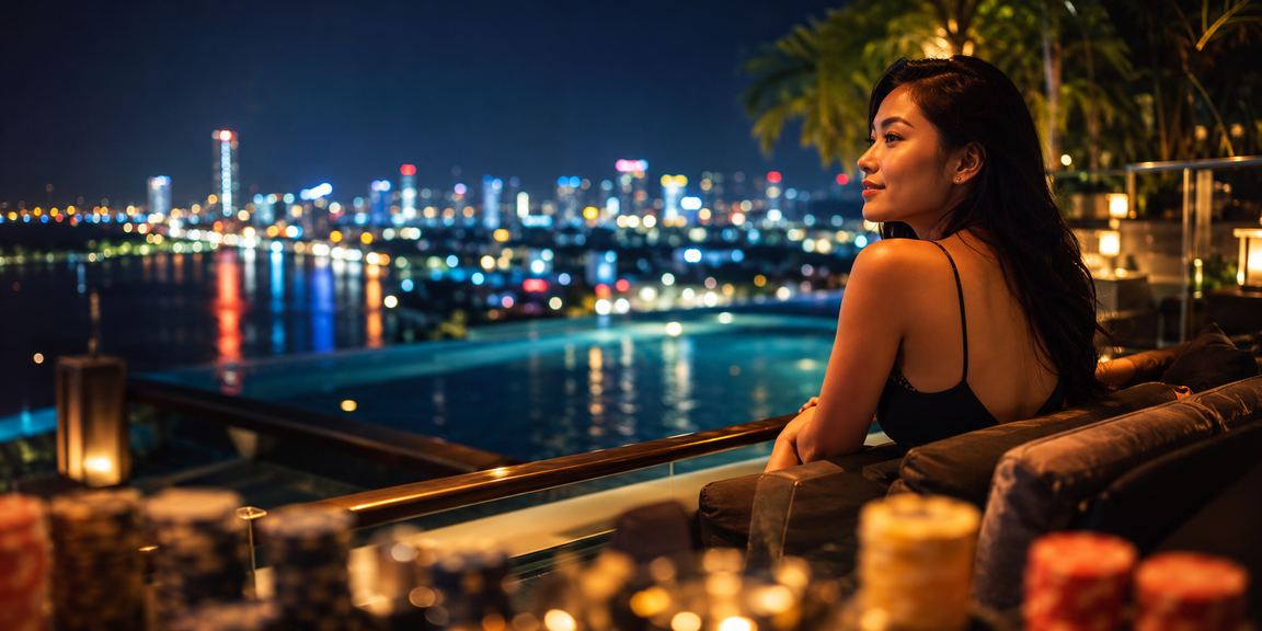 Model perempuan Vietnam menonton taruhan olahraga dengan antusias